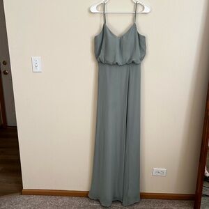Home Birdy Grey Size M Mint Green polyester V Neck Spaghetti Strap Floor Length
